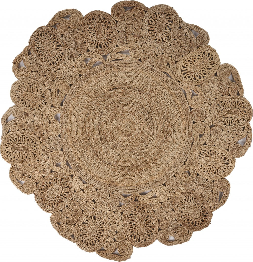 8' Natural Jute Hand Braided Round Rug