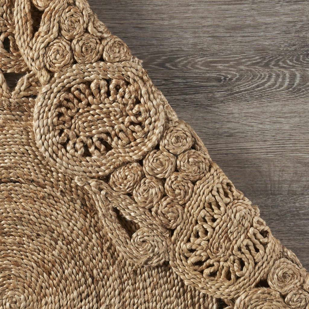 8' Natural Jute Hand Braided Round Rug