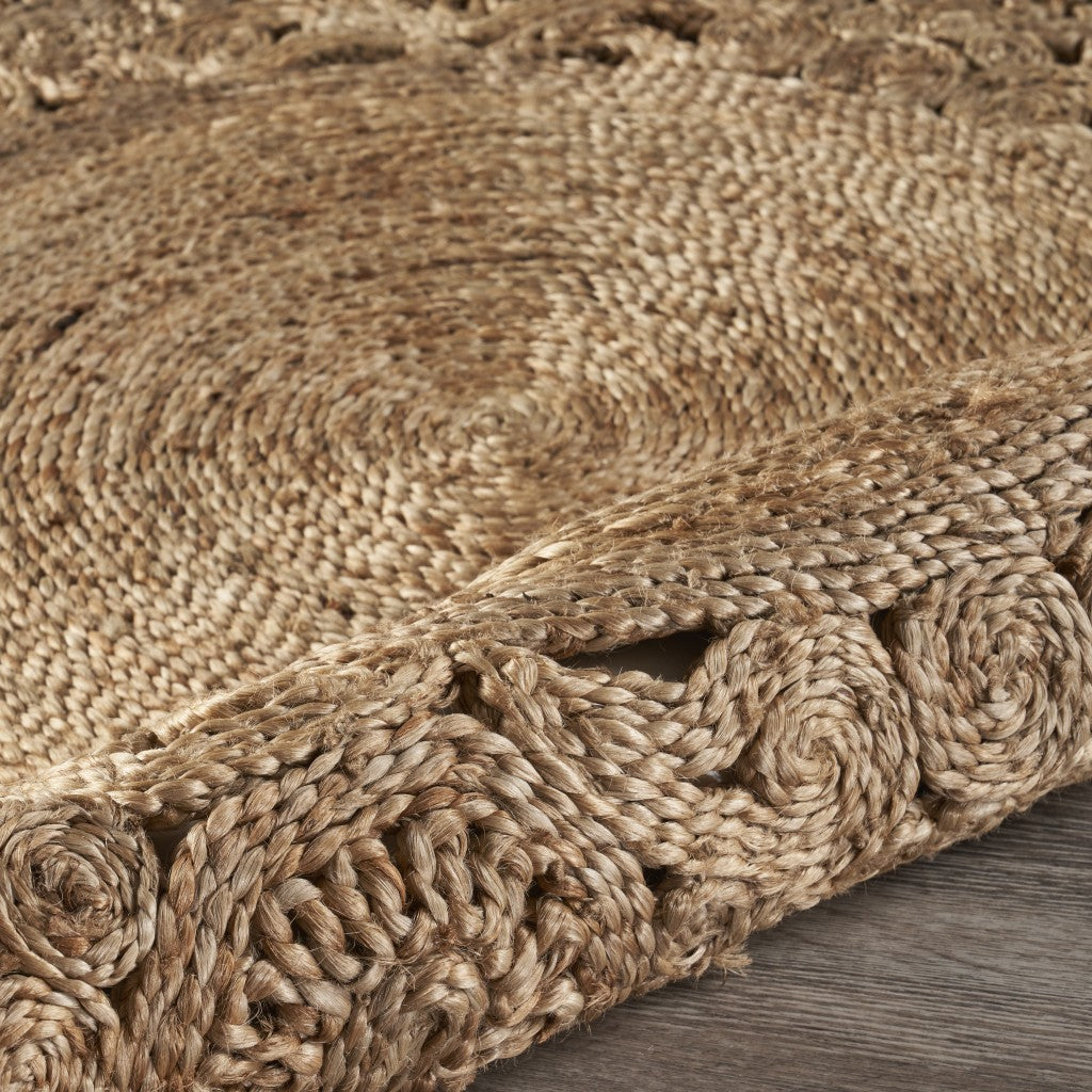 8' Natural Jute Hand Braided Round Rug