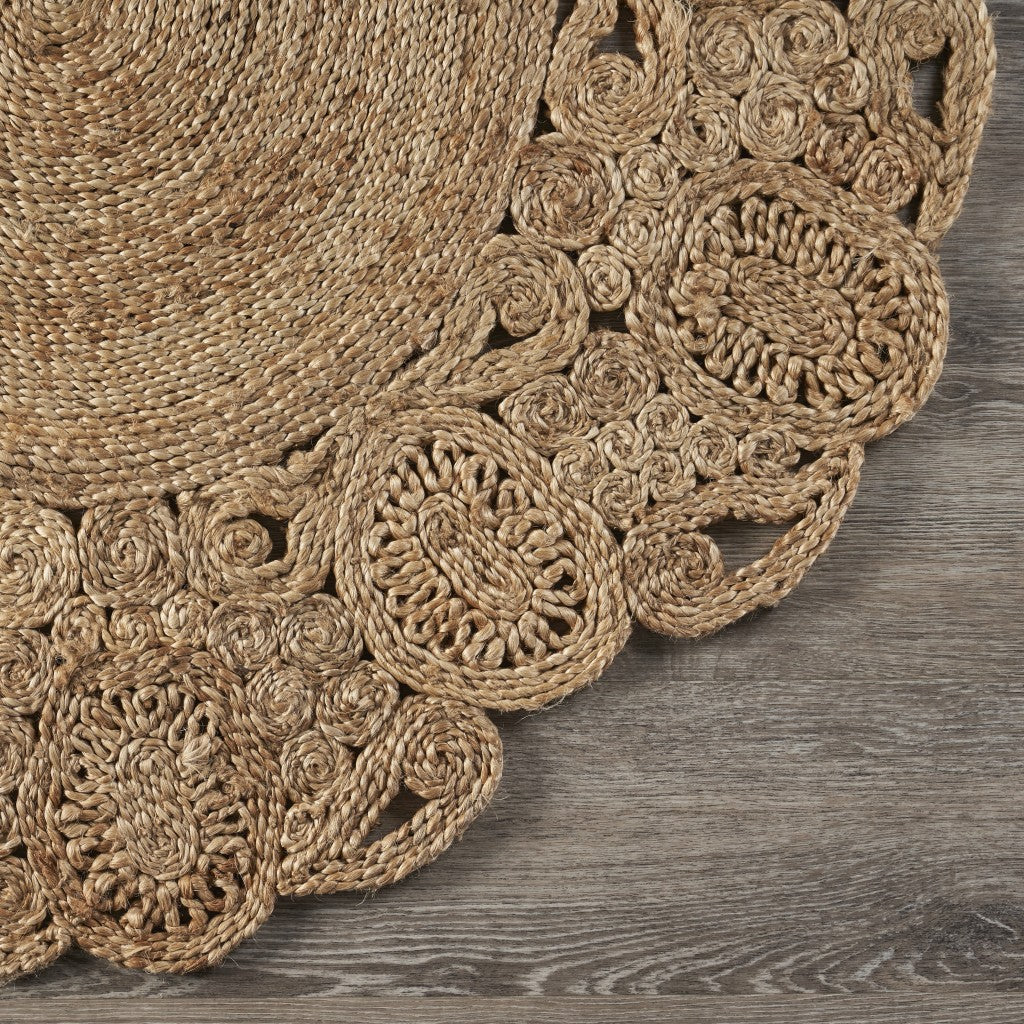 8' Natural Jute Hand Braided Round Rug