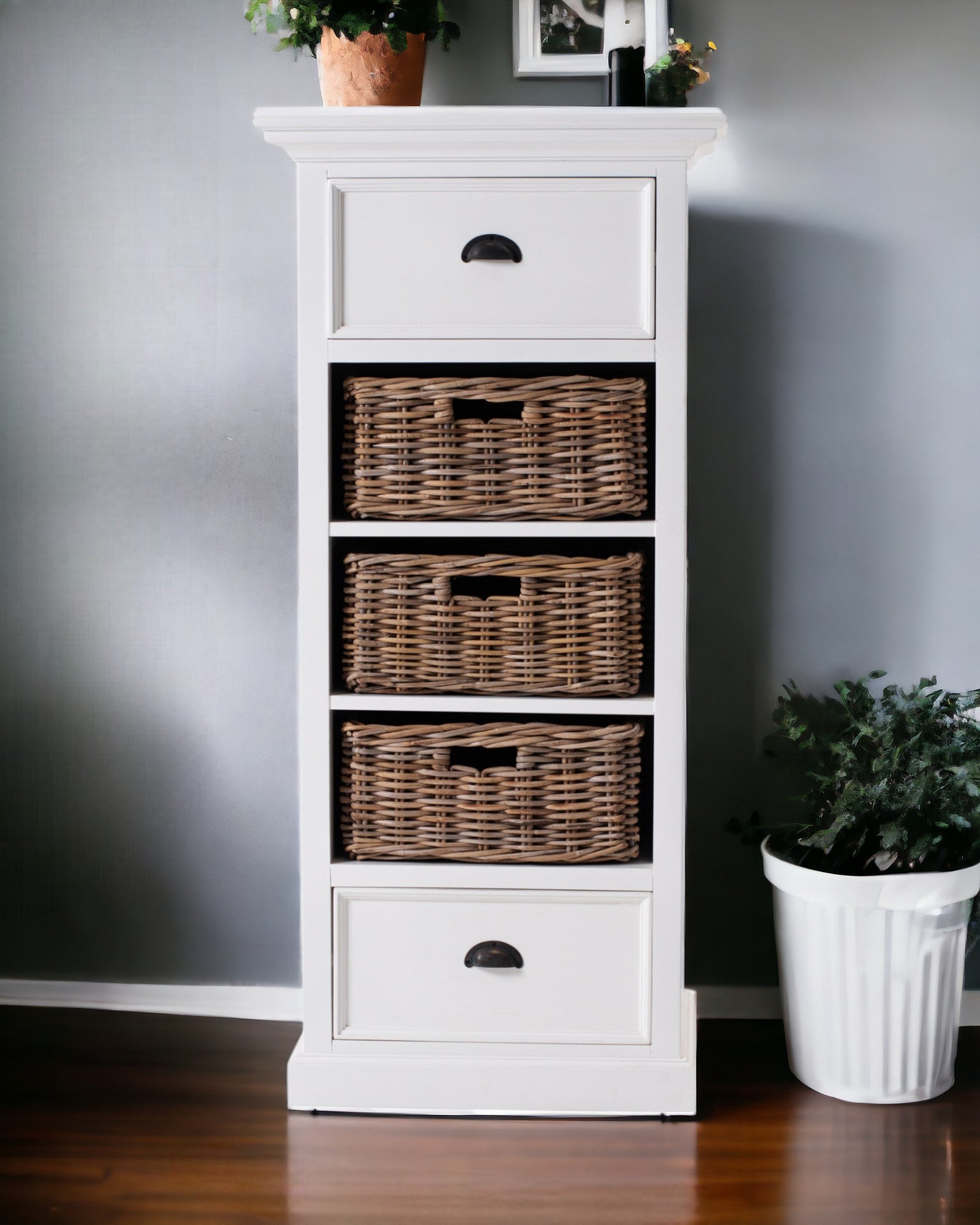 Lifestyle image of 52" White Storage Cabinet with decor items by Gobingya