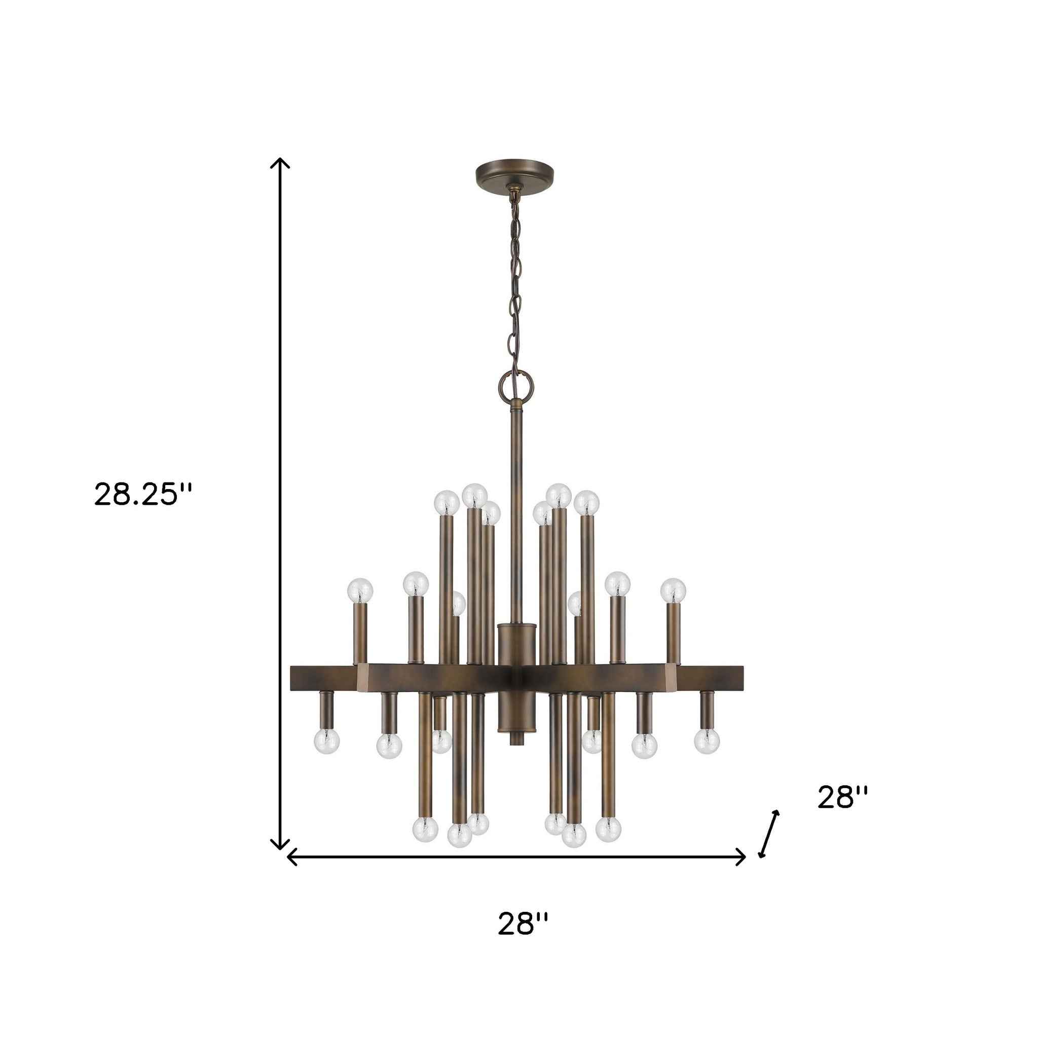 Side angle of Brown Candle Style Multi Light Chandelier showcasing details