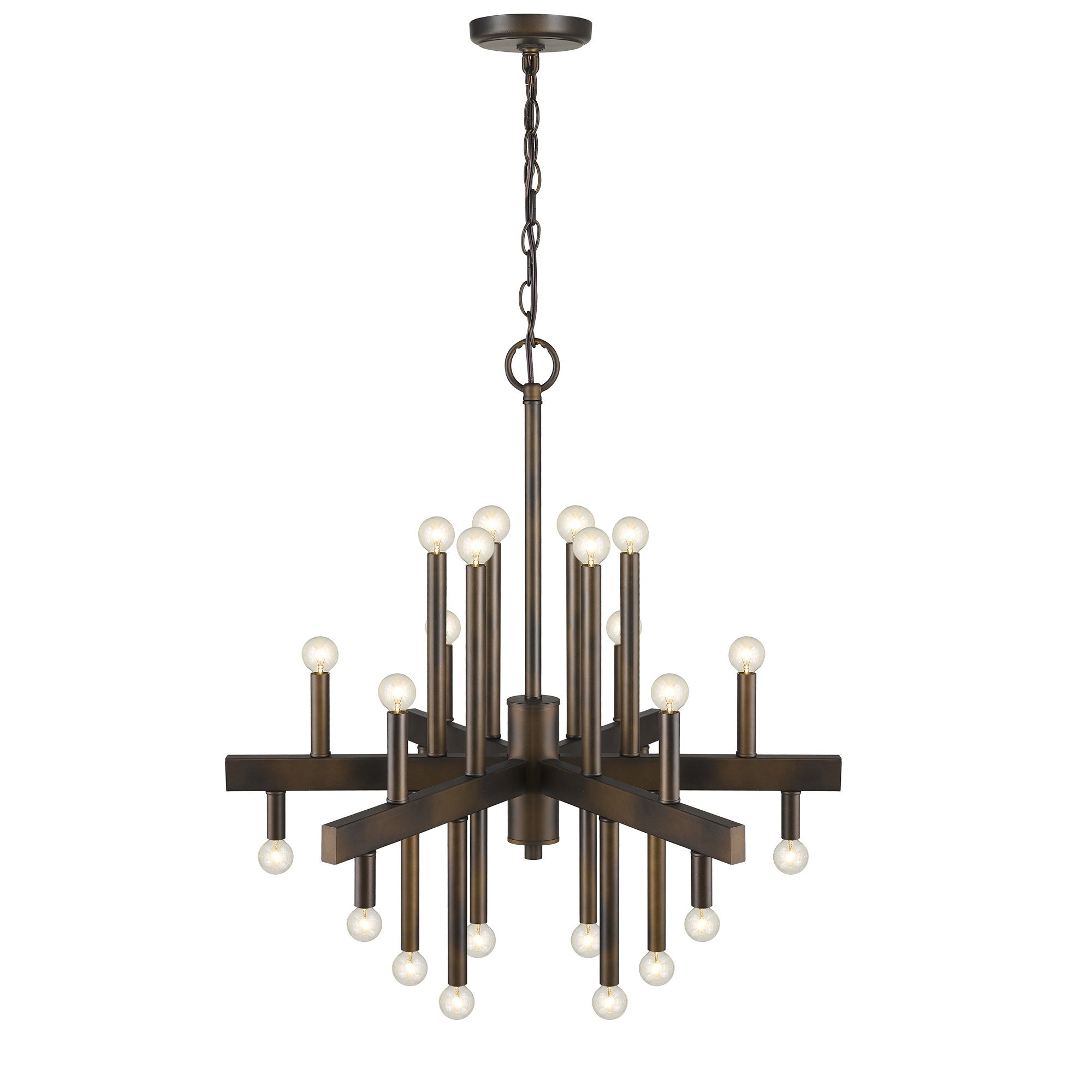 Back view of Brown Candle Style Chandelier highlighting installation features
