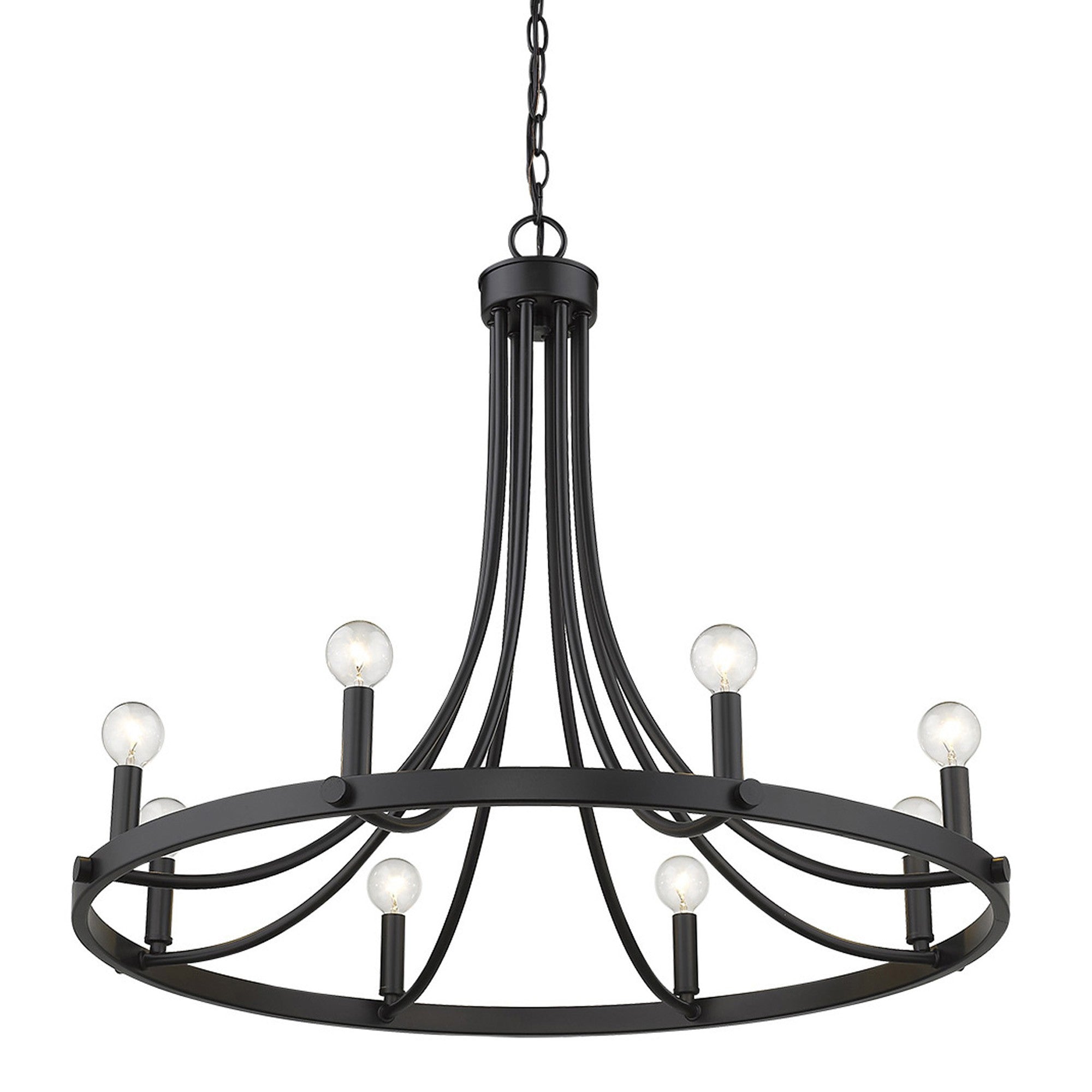Side angle of Black Candle Style Dimmable Chandelier showcasing its design