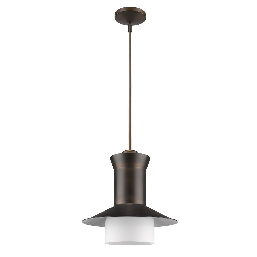 Front view of Greta 1-Light Pendant in oil-rubbed bronze by Homeroots