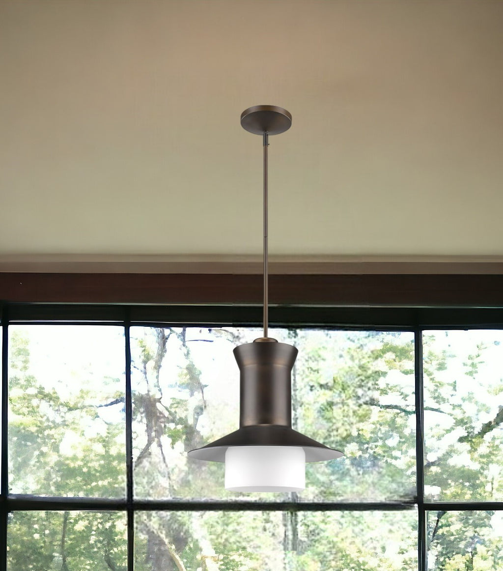 Side angle of Greta 1-Light Pendant showcasing the etched glass shade