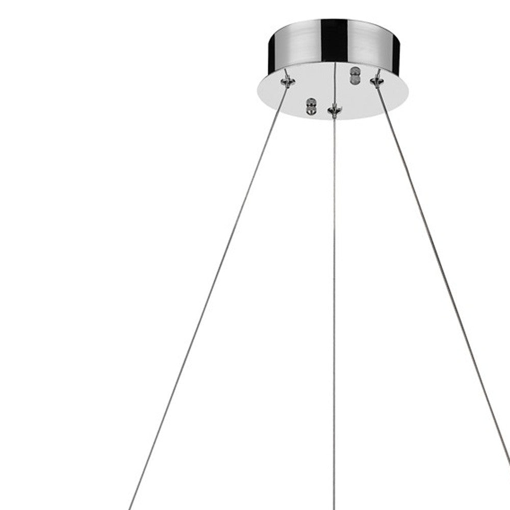 Stylish Silver Crystal Bling Ring LED Chandelier illuminating a modern living space