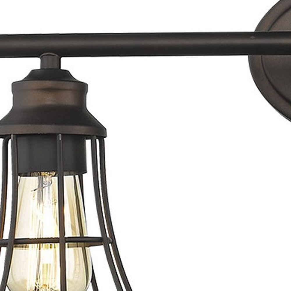 Elegant Vintage Industrial Three-Light Bronze Wall Sconce on display