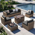 Outdoor Patio Furniture Set with Firepit Table and Cushions