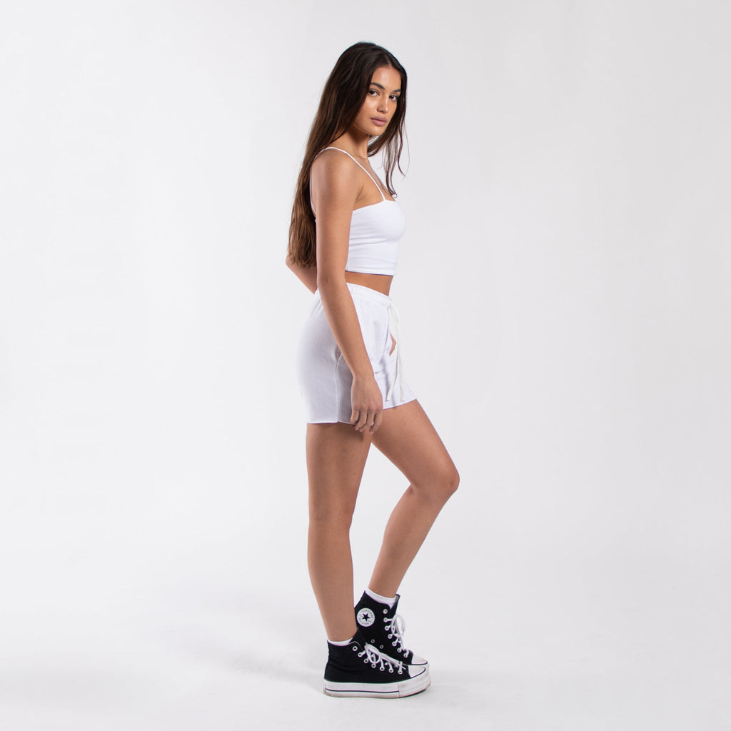 Back view of Stylish Women's Cropped Bralette Tank in grey by POS Wholesale