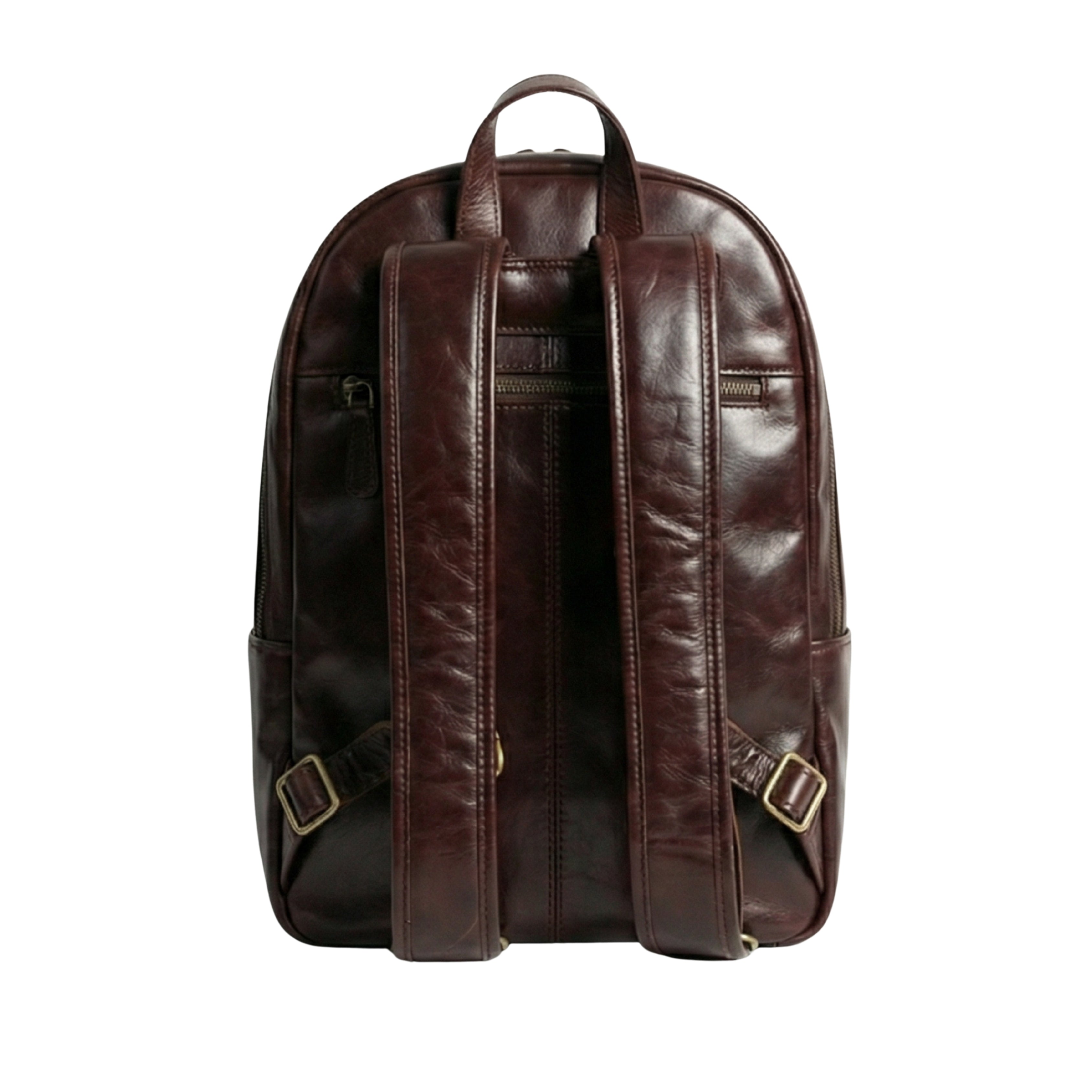 Side view showcasing the craftsmanship of GERNIE NYC 26 Leather Backpack