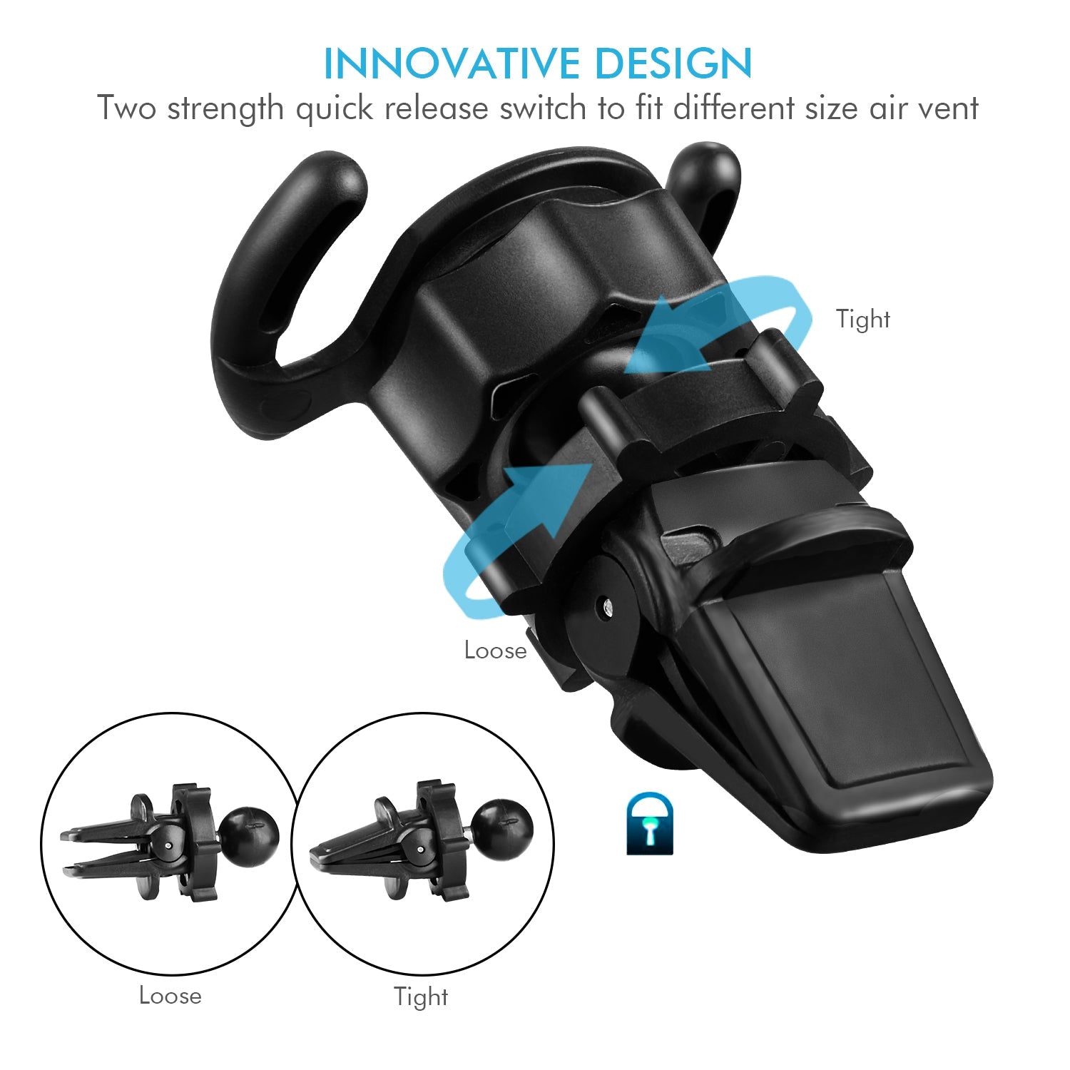 User adjusting the 360° Adjustable Air Vent Phone Holder for optimal viewing