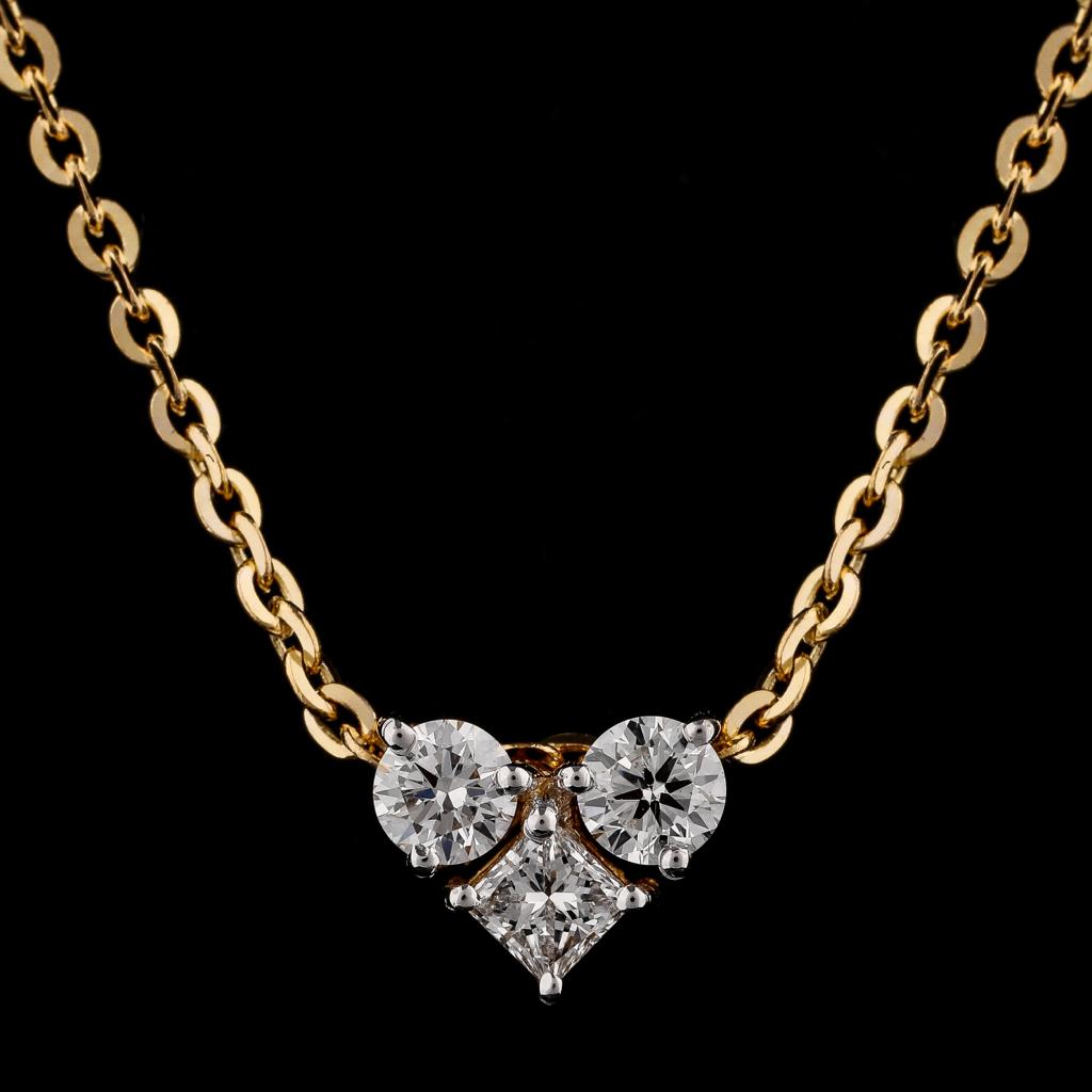Elegant Caroline Heart Necklace in 14k yellow gold by Karia Diamonds