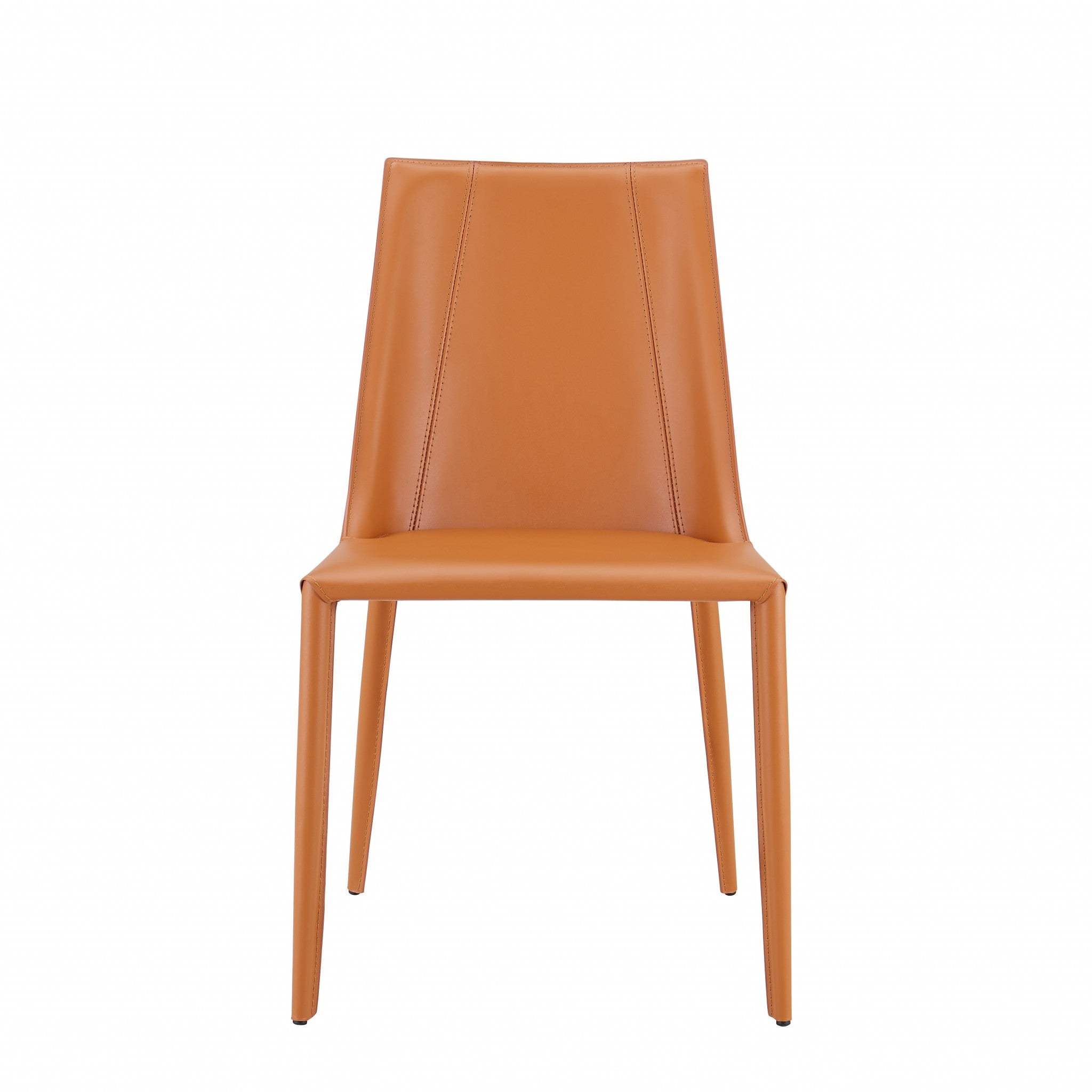Back view of Contemporary Terra Cotta Dining Chair emphasizing sturdy frame