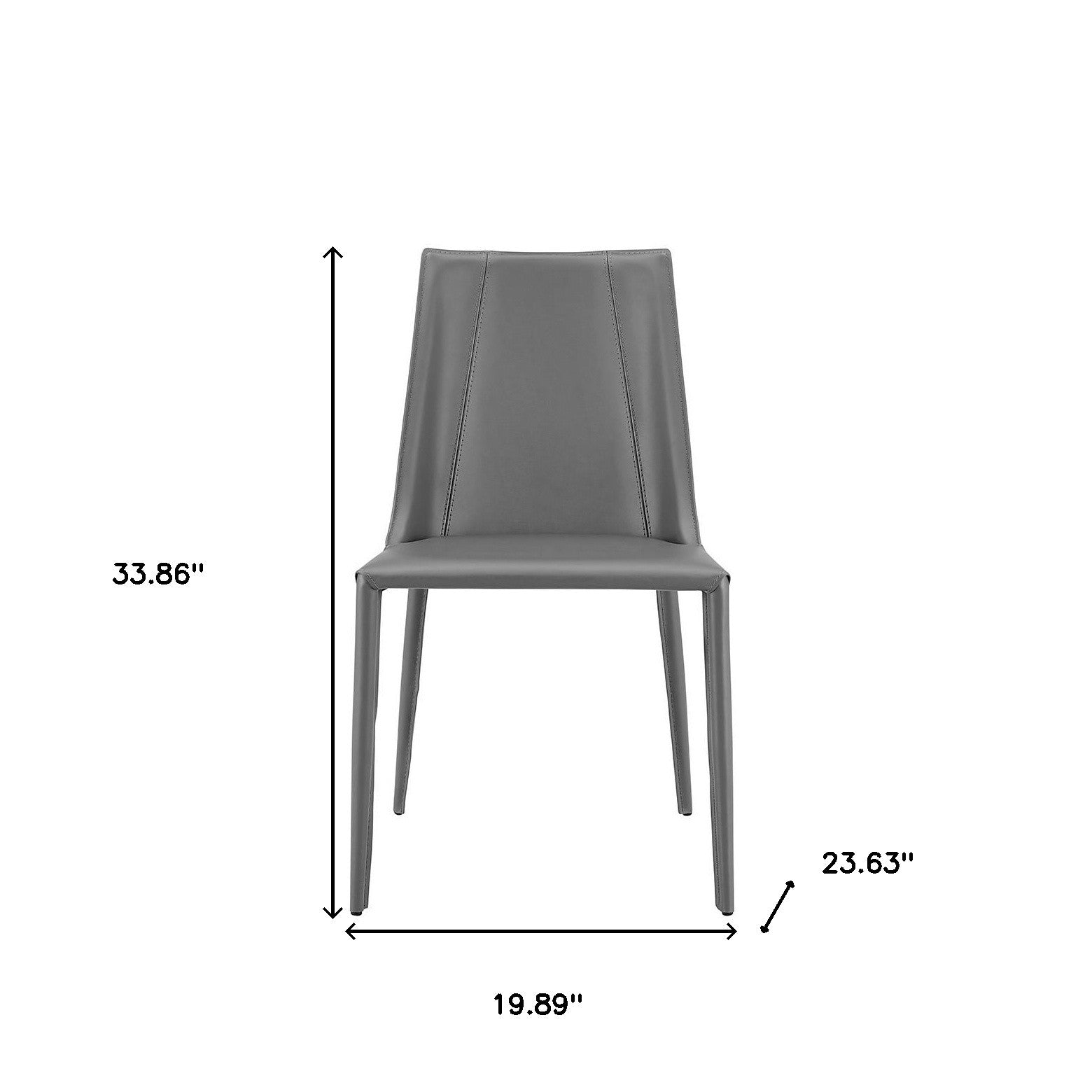 Gray Upholstered Leather Dining Side Chair