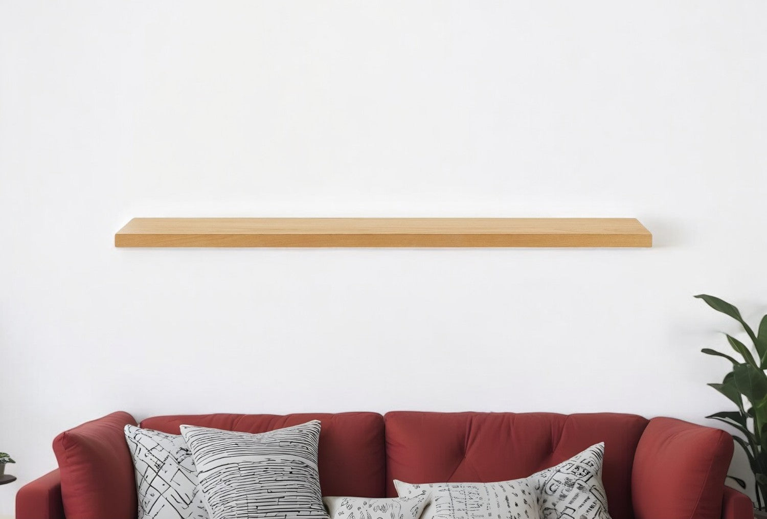 75" Natural Wooden Wall Mounted Floating Shelf