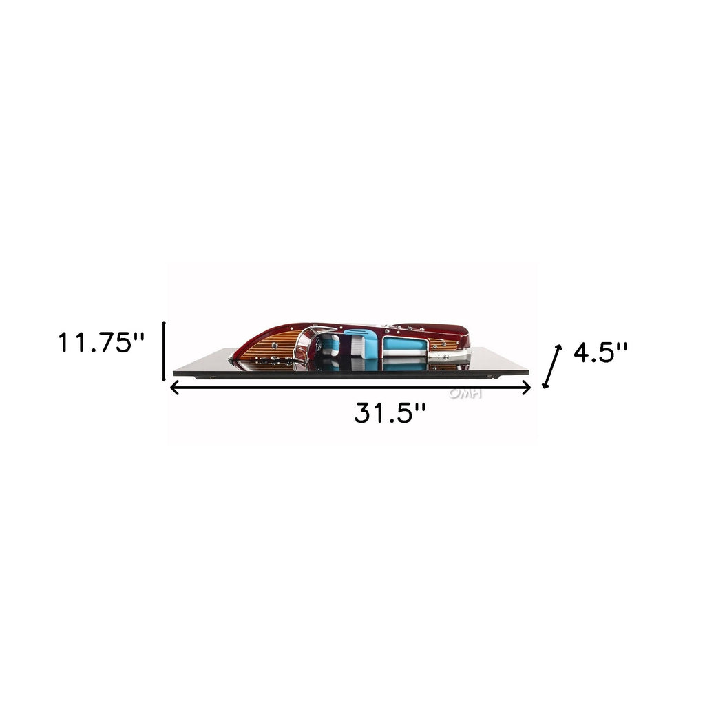 Side angle of handcrafted Riva Aquarama Half Hull Model in brown
