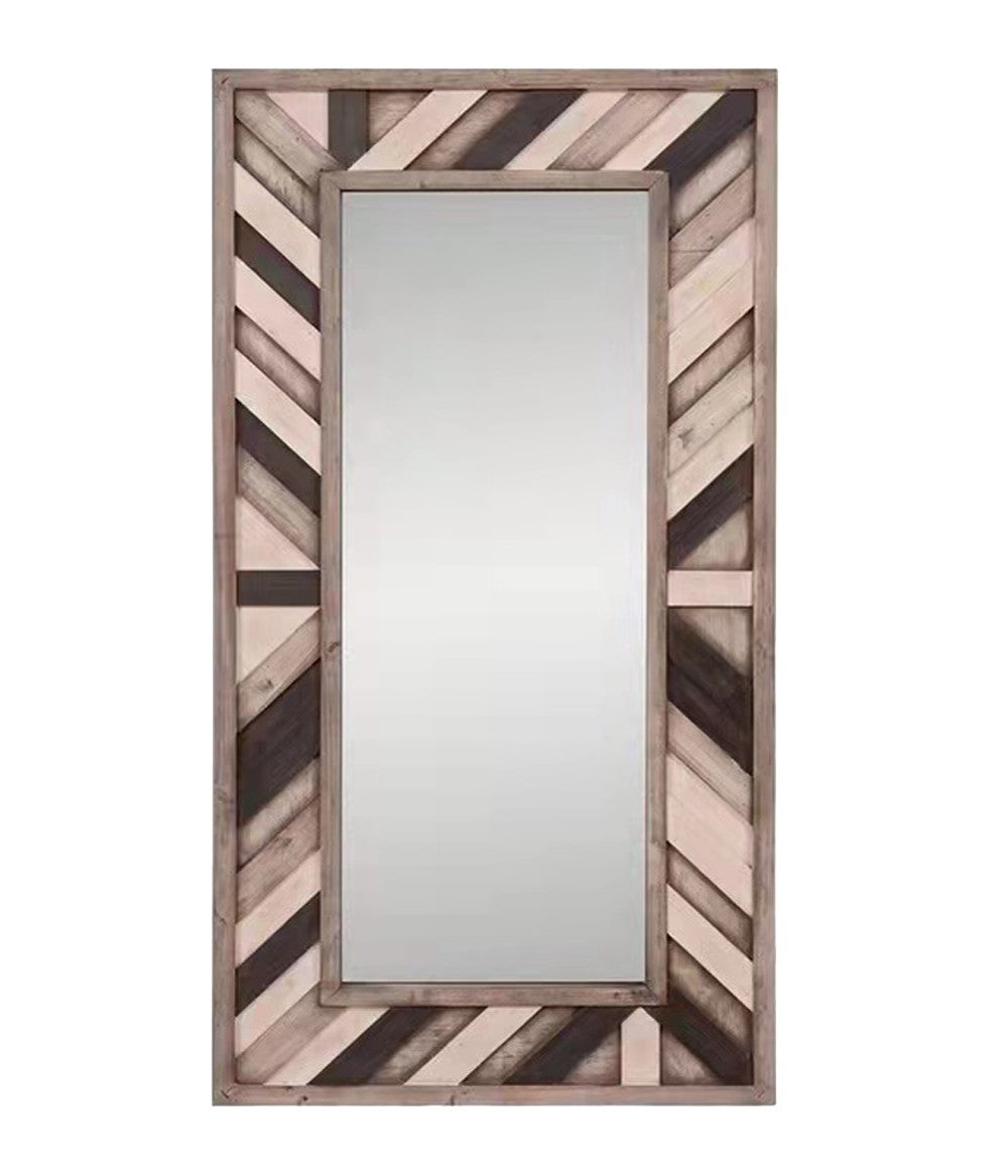 Elegant front view of 71-Inch Ivory and Gray Leaning Accent Mirror by Homeroots