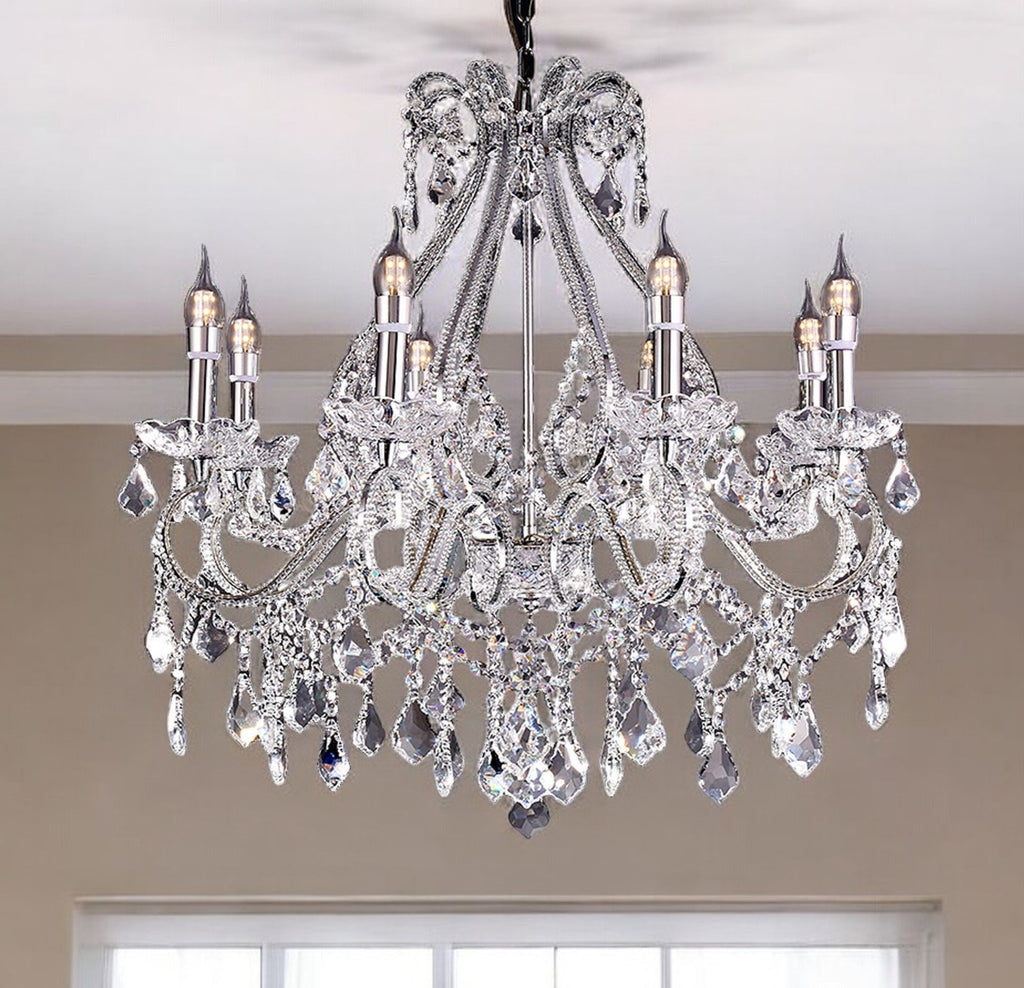 Elegant Eight-Light LED Chandelier with transparent glass by Homeroots - front view