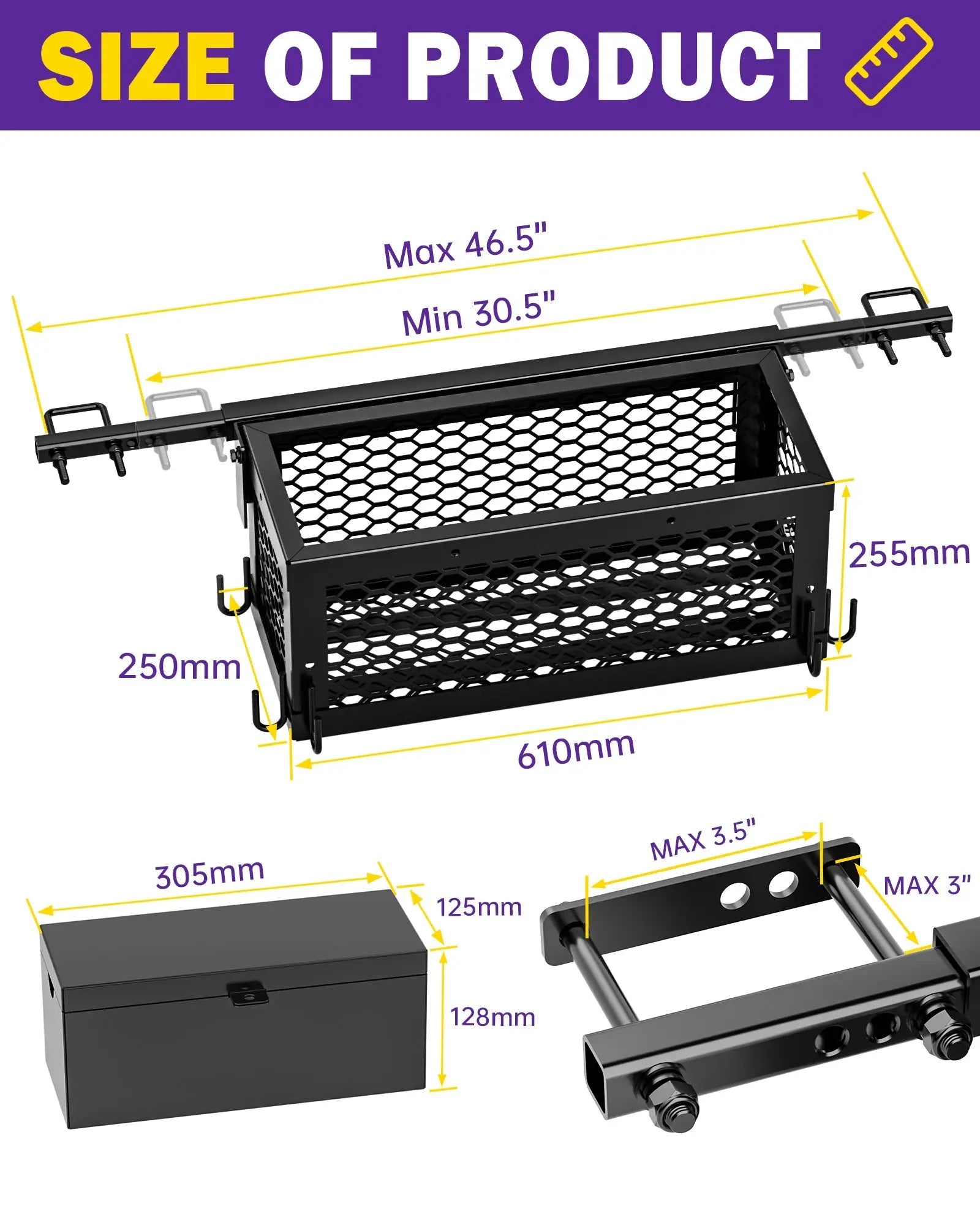 Side angle of Heavy-Duty Tractor Tool Box showing storage capacity