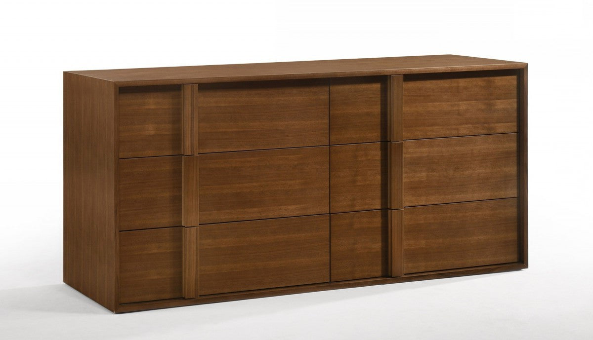 Front view of 65" Walnut Solid Wood Double Dresser by Homeroots