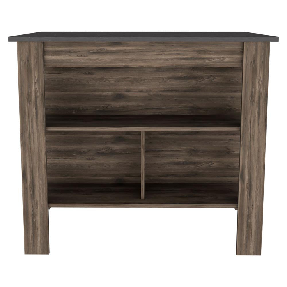 Dark Brown and Brown 41" Kitchen Island With Storage