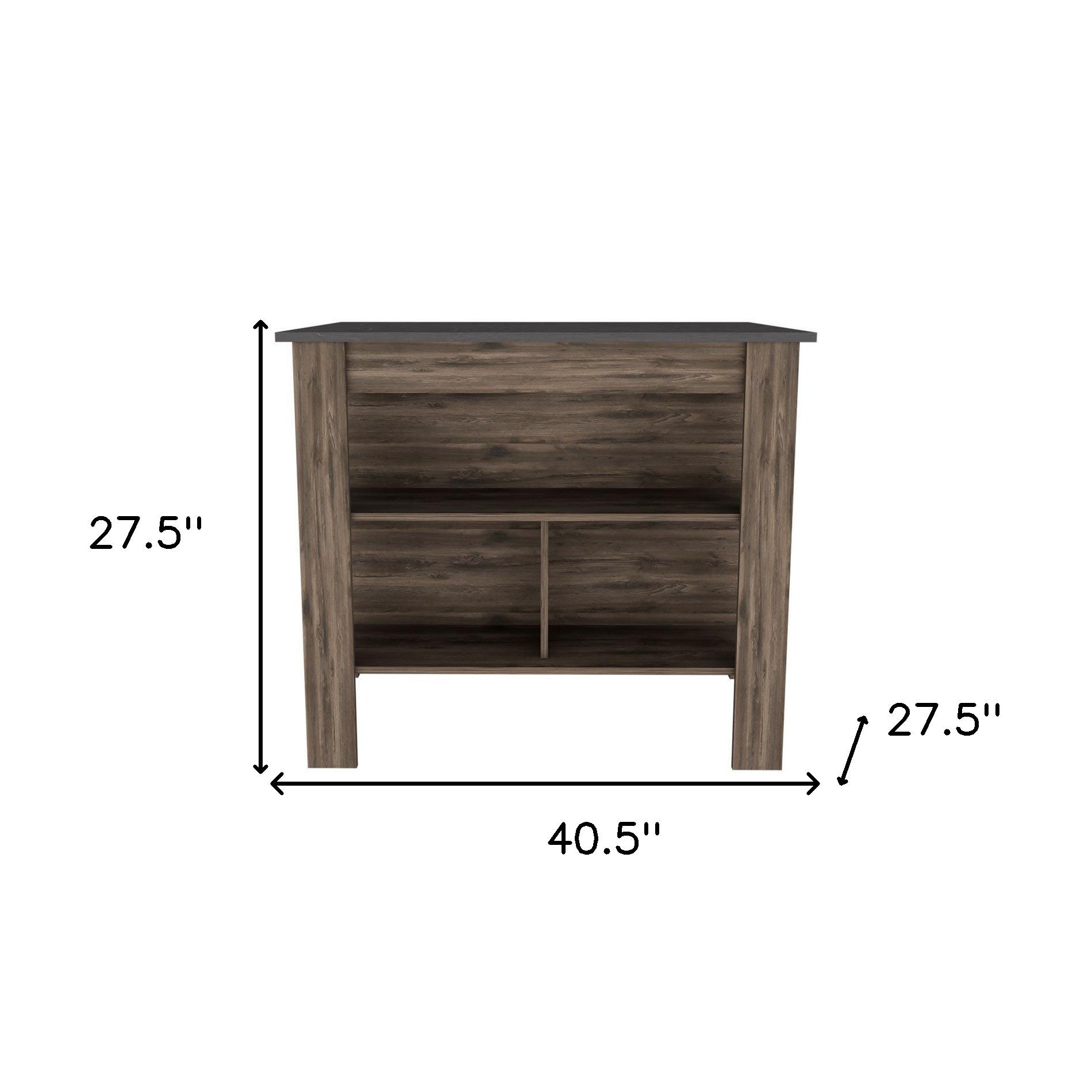 Dark Brown and Brown 41" Kitchen Island With Storage