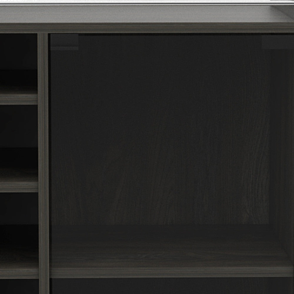 22" Espresso Wood Rolling Bar Cart With Wine Storage