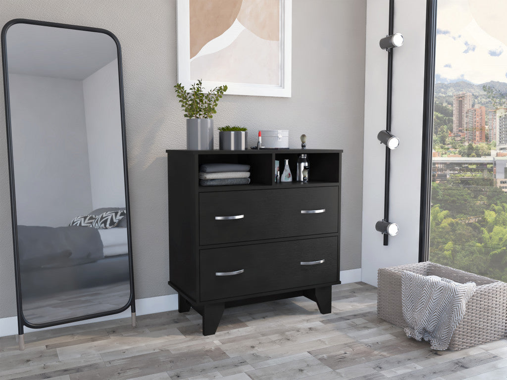 Spacious interior of Modern 32" Black Two Drawer Dresser by Gobingya