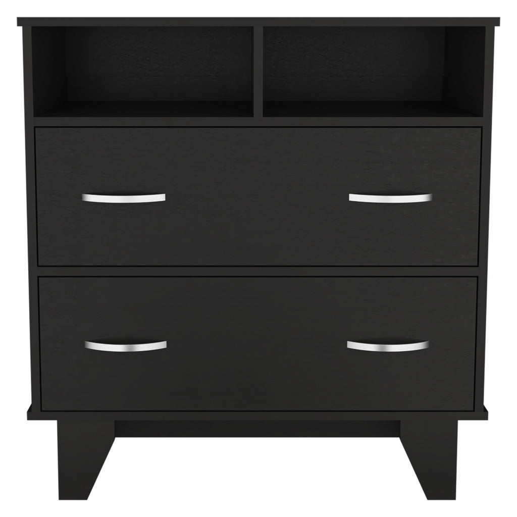 Side view of Modern 32" Black Two Drawer Dresser showcasing design by Gobingya