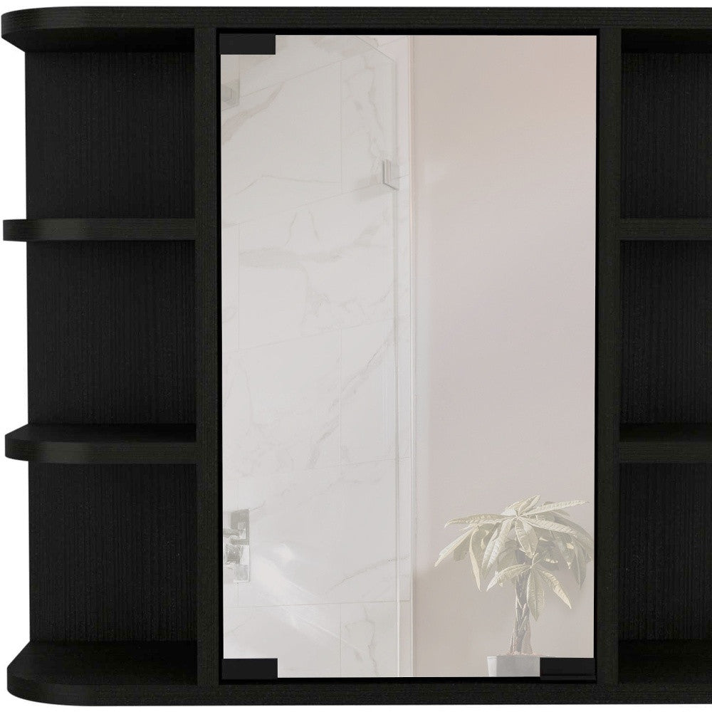 Side view showcasing the sleek design of the Black Floating Vanity