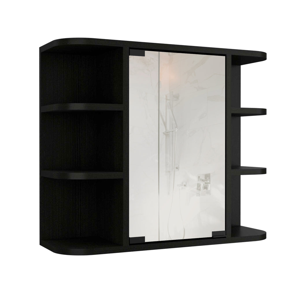 Functional storage space of the Black Floating Bathroom Vanity by Homeroots