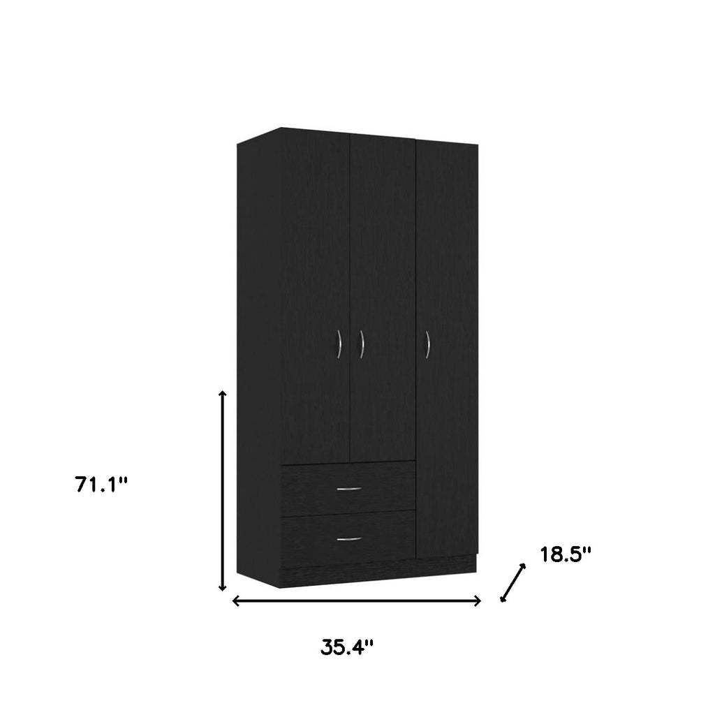 Back view of the 71-Inch Black Manufactured Wood Dresser in a stylish room