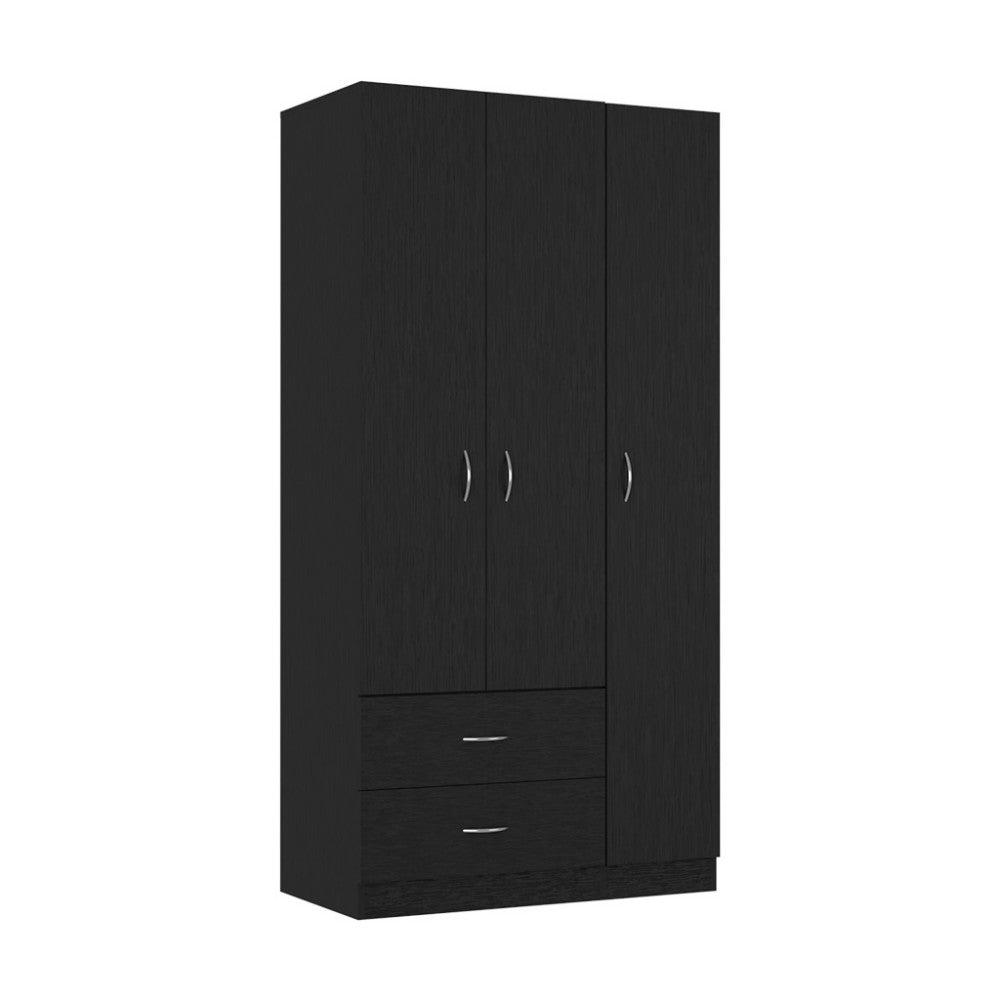 Elegant front view of 71-Inch Black Manufactured Wood Two Drawer Dresser