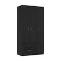 Elegant front view of 71-Inch Black Manufactured Wood Two Drawer Dresser