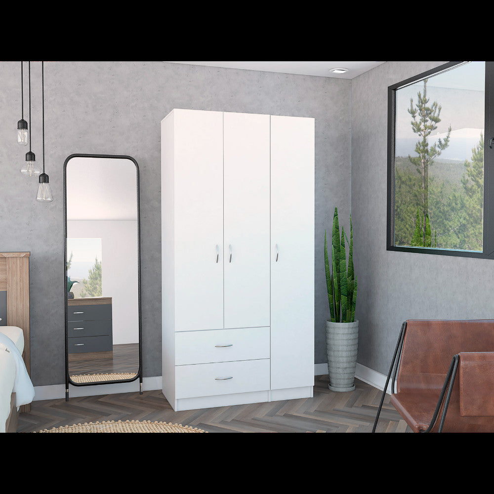 Front view of 71" White Two Drawer Combo Dresser by Homeroots