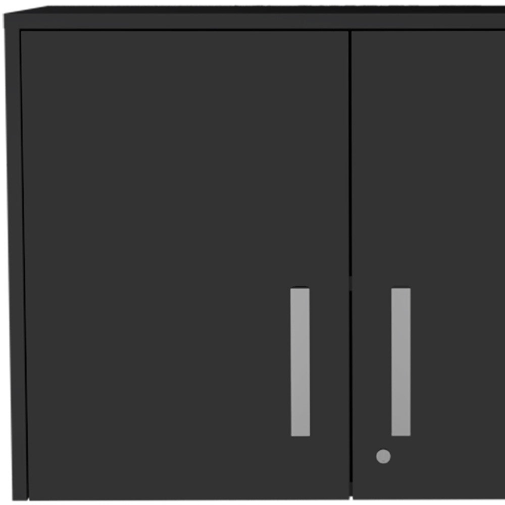 20" Black Wood Wall Mounted Storage Cabinet With Two Doors