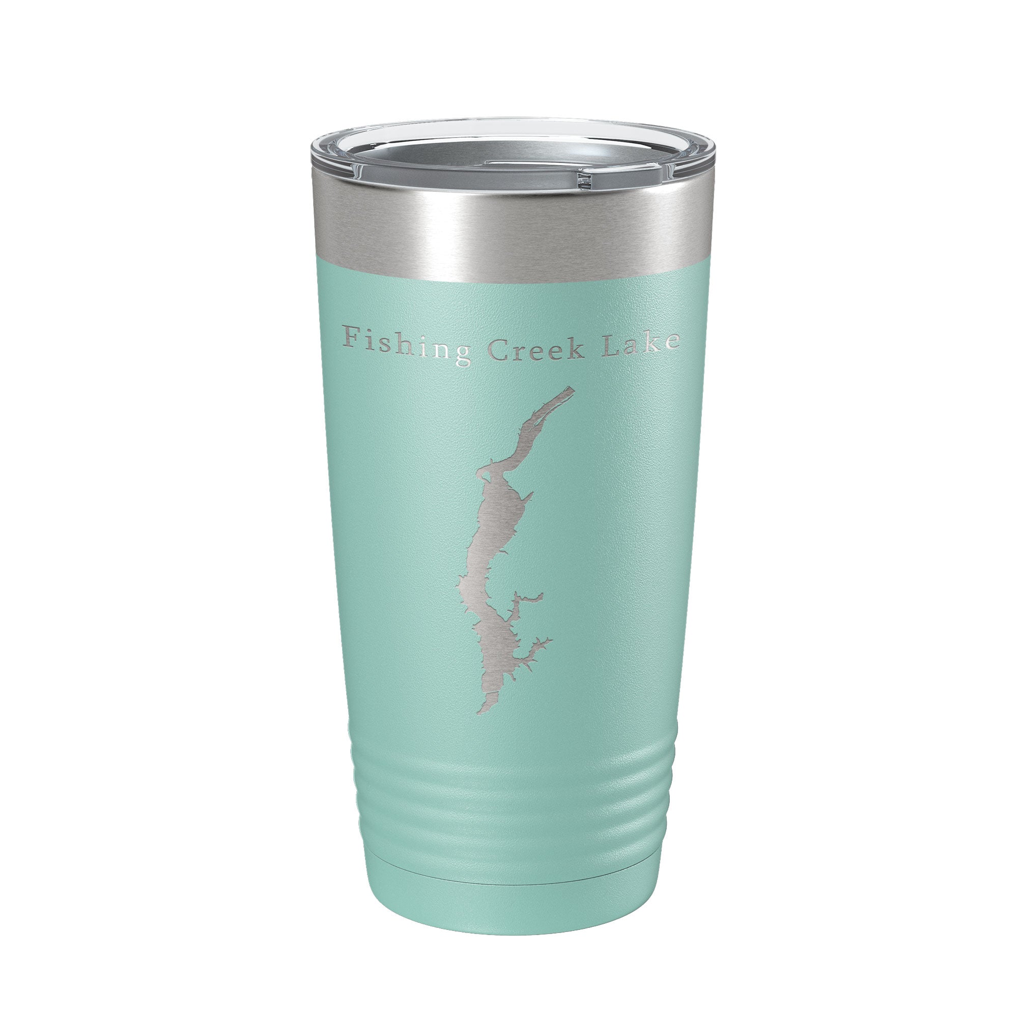 Person holding Fishing Creek Lake Insulated Tumbler outdoors