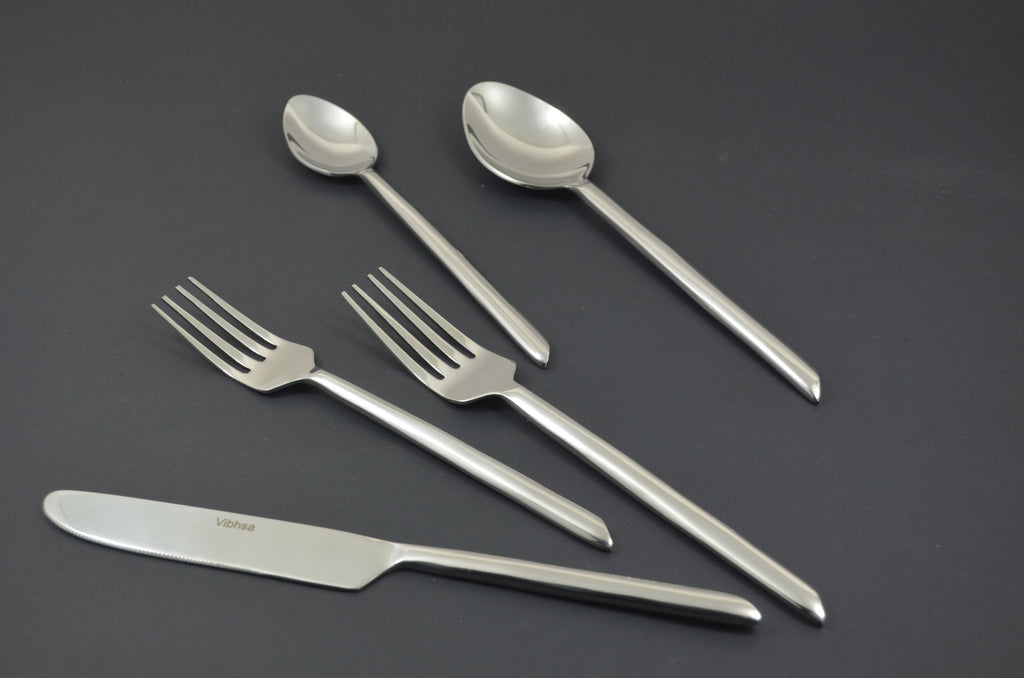 Glossy Silver Stainless Steel Twenty Piece Hand Forged Flatware Set