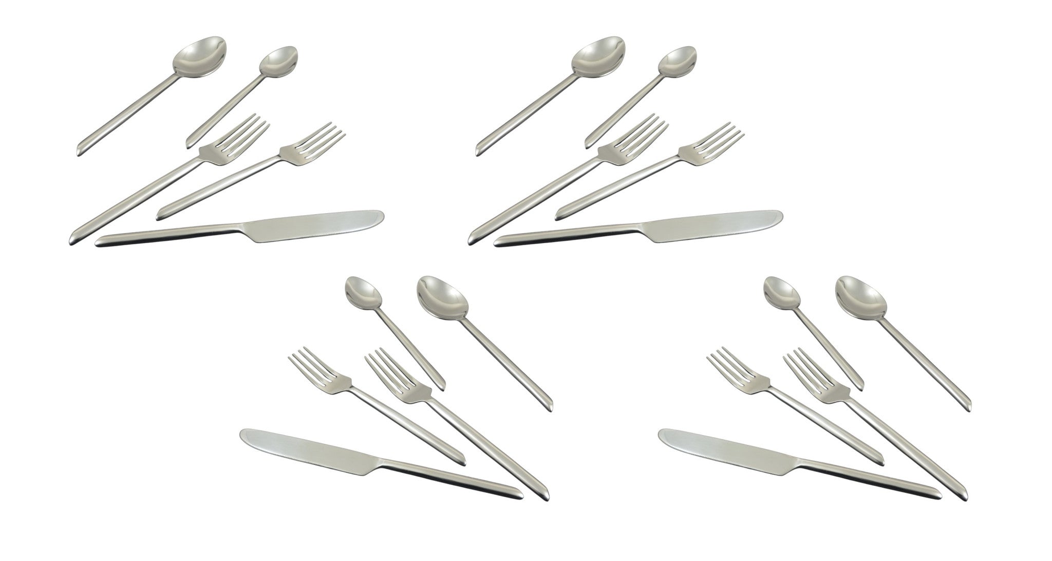 Glossy Silver Stainless Steel Twenty Piece Hand Forged Flatware Set