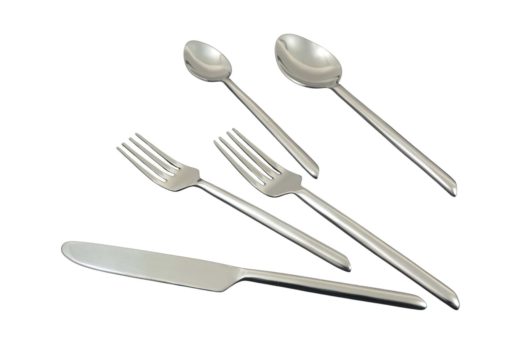 Glossy Silver Stainless Steel Twenty Piece Hand Forged Flatware Set