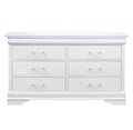 59" White Solid Wood Six Drawer Double Dresser with LED