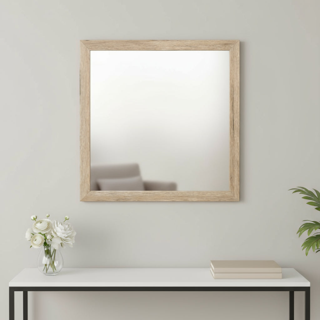 40" Natural Square Wood Framed Accent Mirror