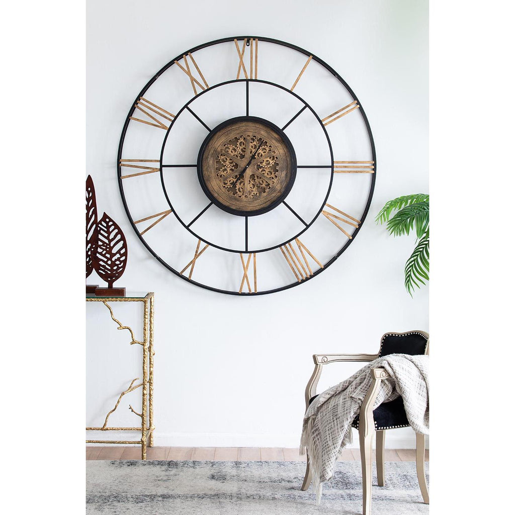 Stylish Copper and Glass Wall Clock with three moving hands