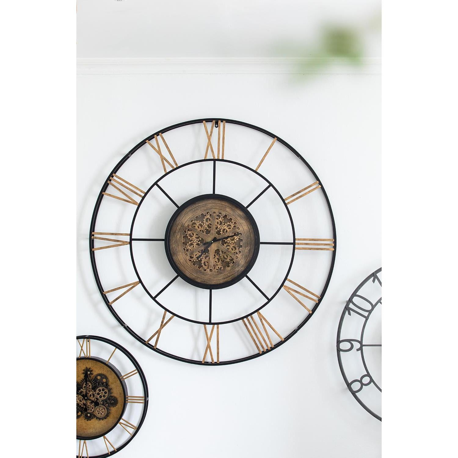 Artistic view of the Copper Metal and Glass Wall Clock on a wall