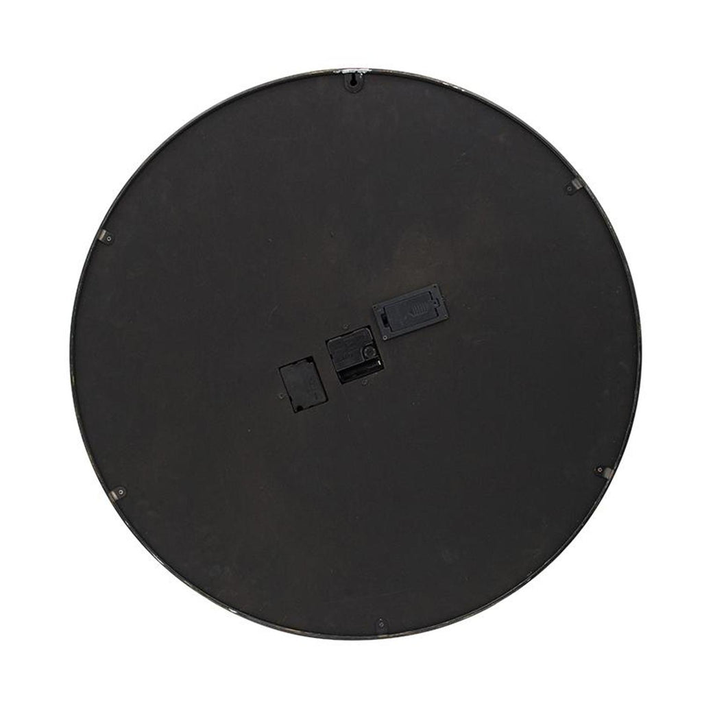 Vintage finish details on 28-Inch Black and Gray Wood Clock