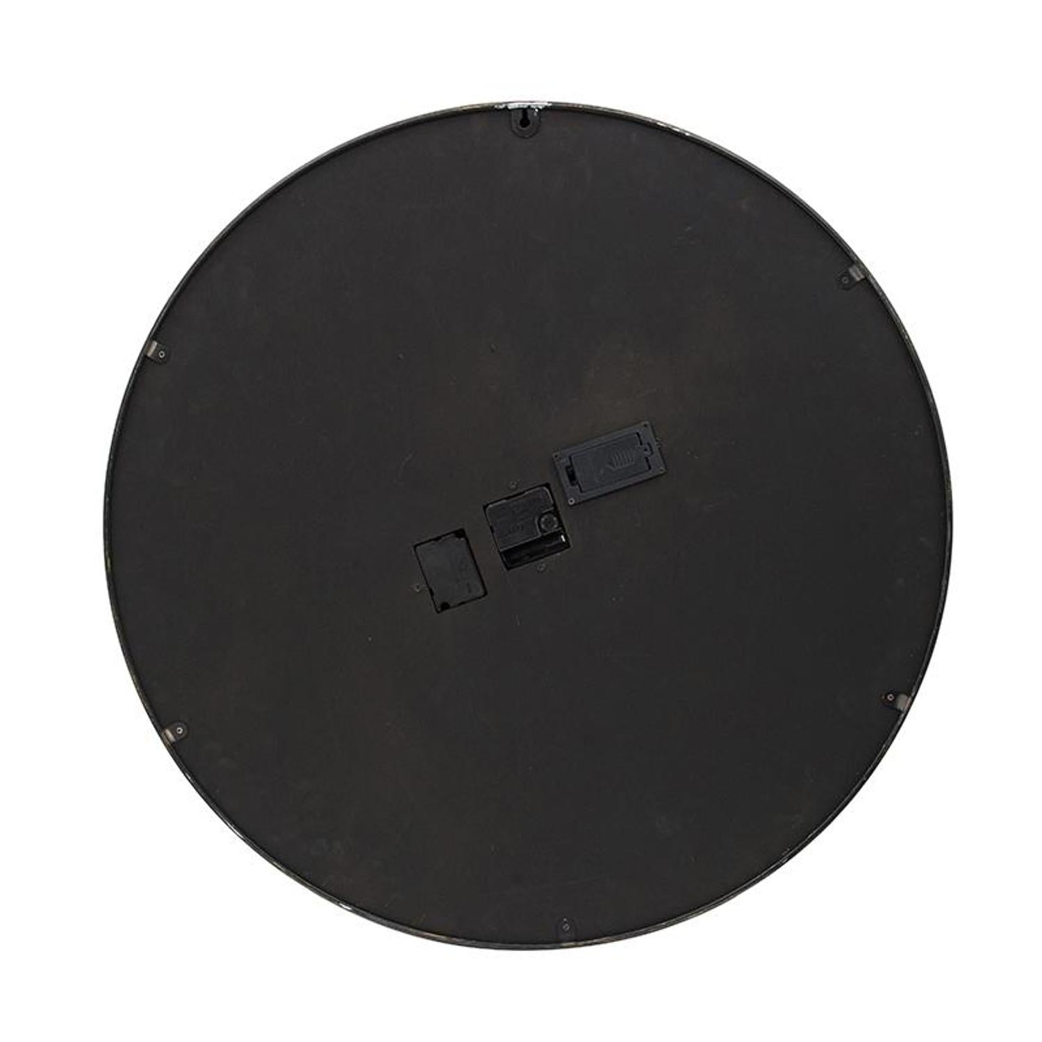 Vintage finish details on 28-Inch Black and Gray Wood Clock