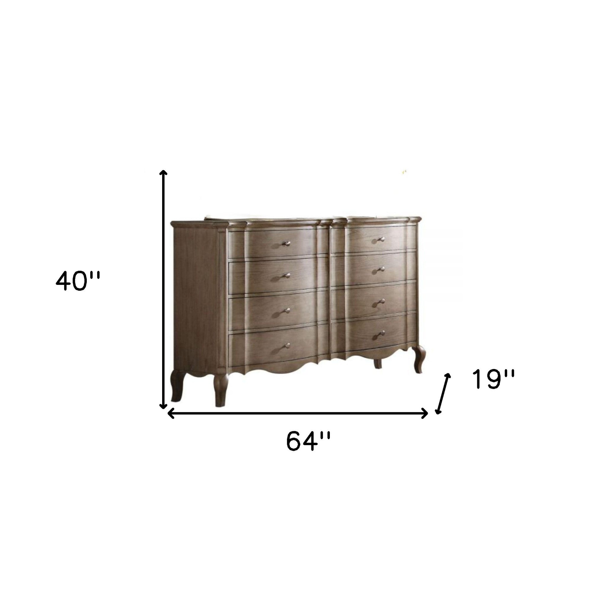 Top surface of Taupe Double Dresser ideal for decor display