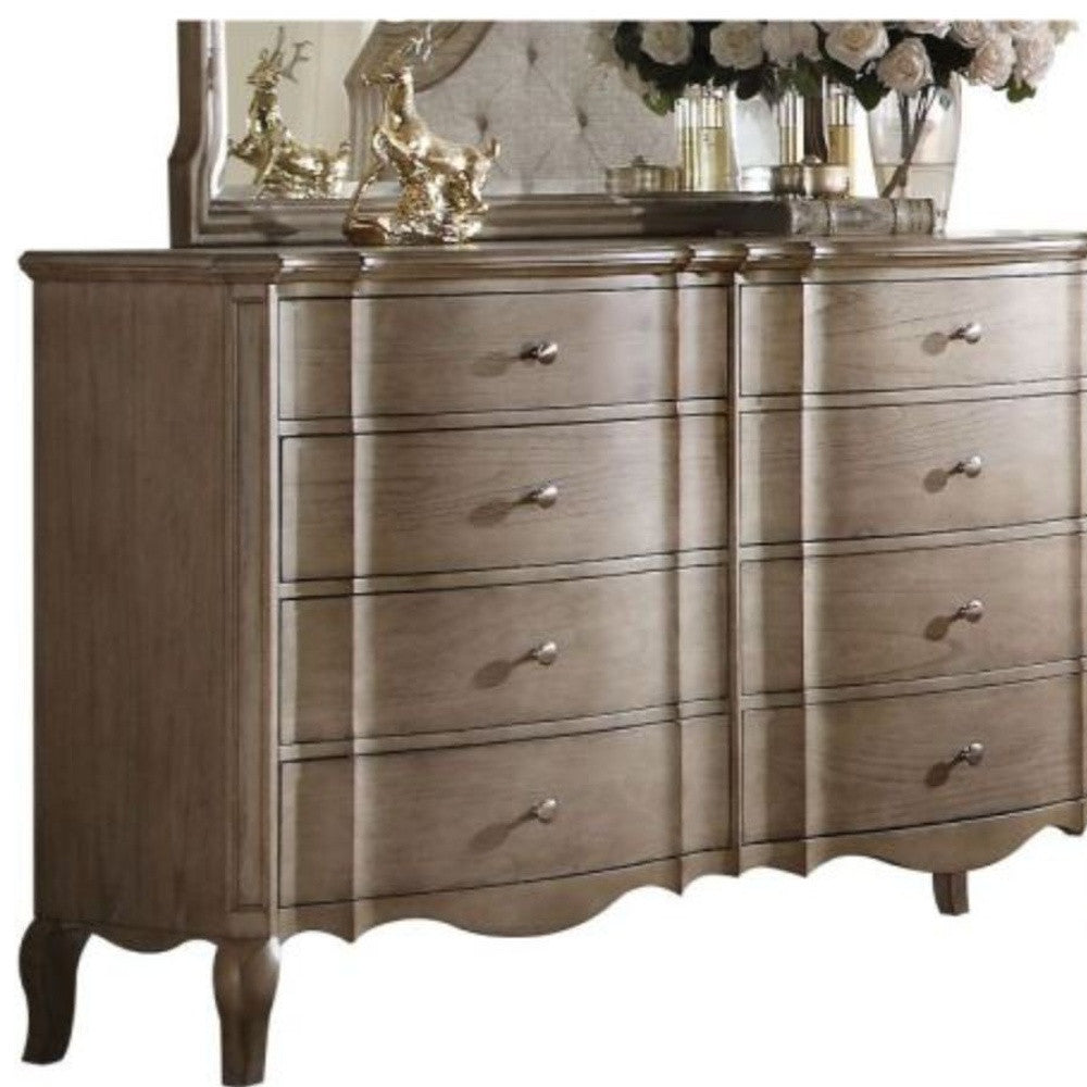 Elegant front view of Taupe Double Dresser by Homeroots