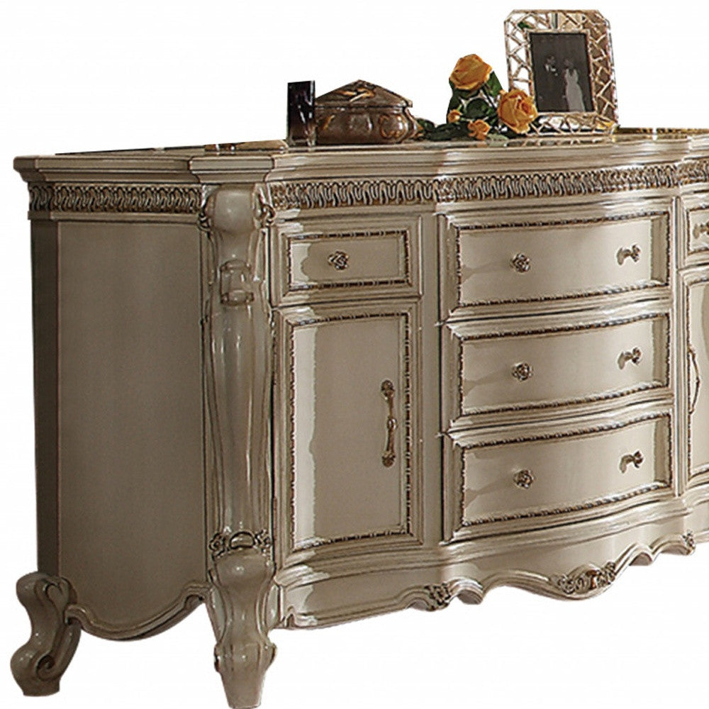 Side view showcasing the spacious top of the Pearl Triple Dresser
